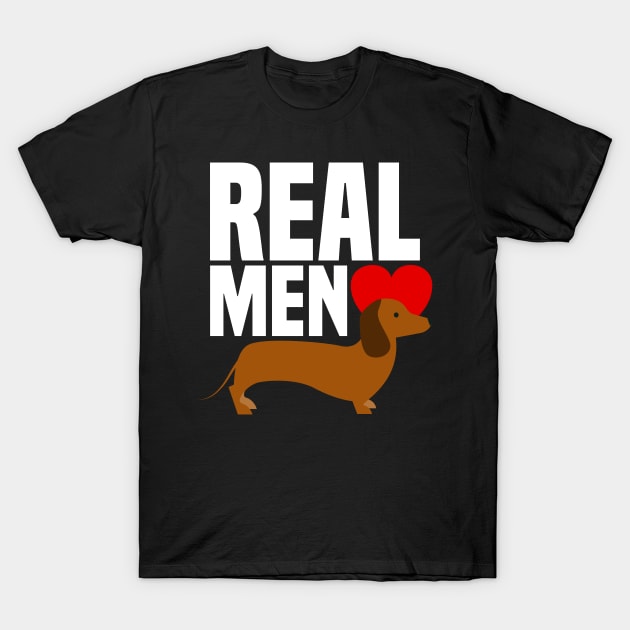 Real Men Love Wieners - Heart Dachshund Puppy Dog T-Shirt by PozureTees108